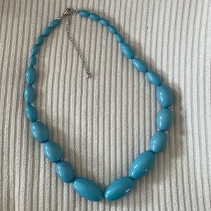 Blue Turquoise Beaded Necklace with Silver Clasp